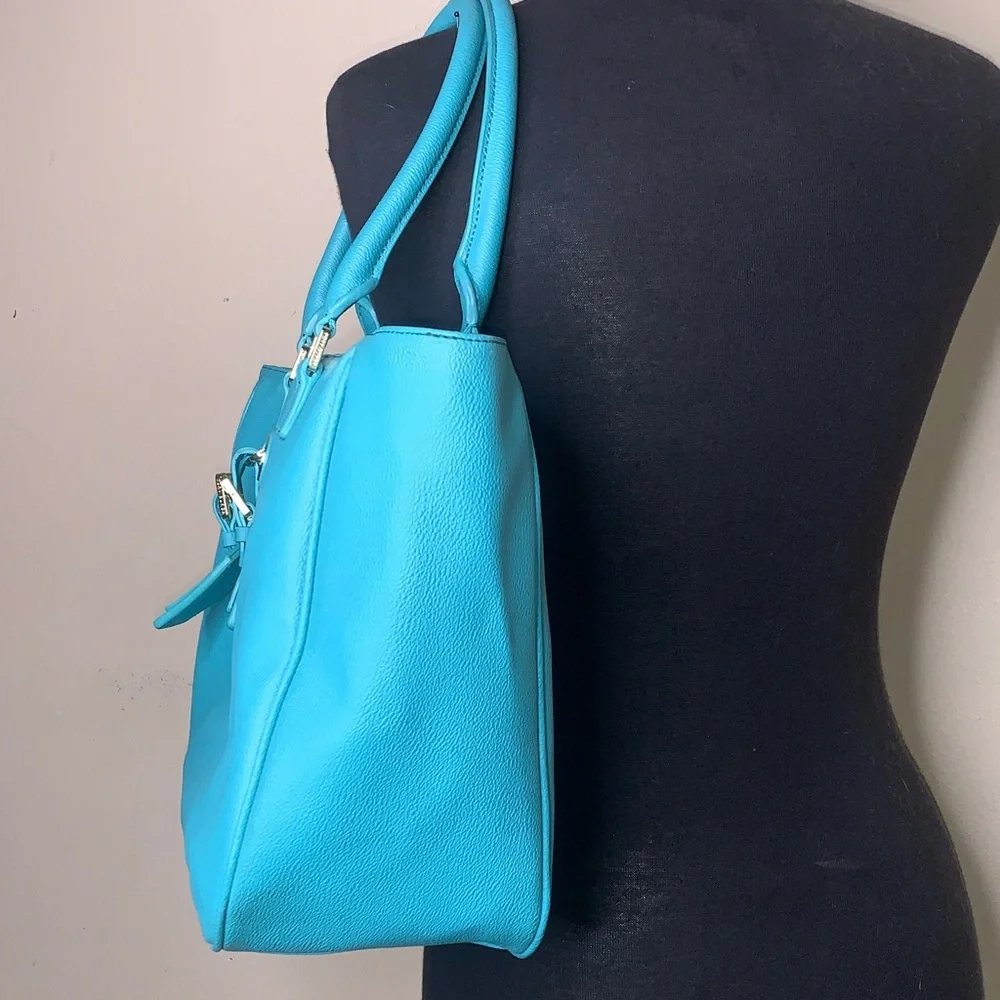 Tory Burch Turquoise/Gold Leather Tote